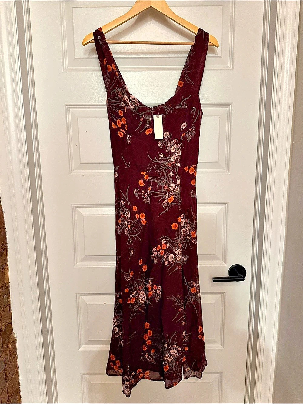 Reformation Lore Dress Floral Midi Dress Purple & Orange Size Medium NWT